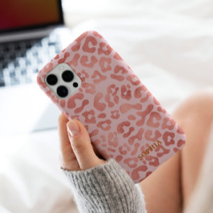 Trendy Niedlich Pink Leopard Muster Personalisiert iPhone 16 Pro Hülle