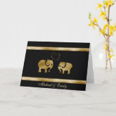 Trendy, niedlich, schwarz/goldner Elefant in Liebe Karte (Gelbe Blume)