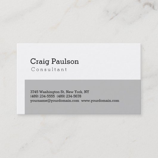 Trendy Niedlich Standard Gray White Business Card Visitenkarte (Vorderseite)