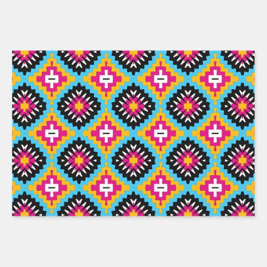 Trendy Niedlich Stylish farbenfrohe geometrische M Geschenkpapier Set (Vorderseite 2)