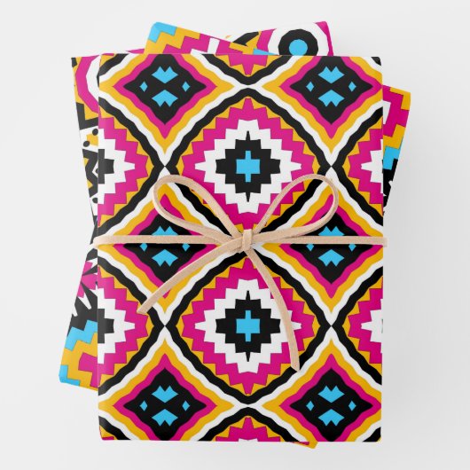 Trendy Niedlich Stylish farbenfrohe geometrische M Geschenkpapier Set (Beispiel)