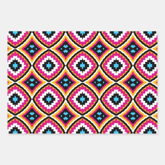 Trendy Niedlich Stylish farbenfrohe geometrische M Geschenkpapier Set (Vorderseite)