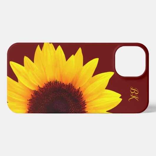 Trendy Niedlich Sunflower Monogram iPhone Hülle (Rückseite (Horizontal))