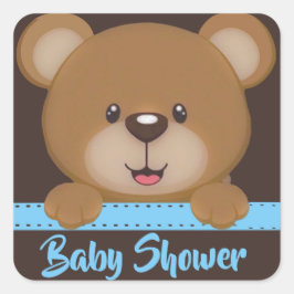 Trendy Niedlich Teddy Bear Boy Babydusche Quadratischer Aufkleber