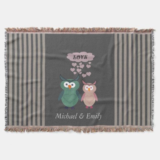 Trendy niedliche Eule Liebe Paar Decke (Vorderseite)