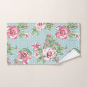 Trendy niedliche feminine Rose mit dotblauen Muste Badhandtuch Set (Handtuch)