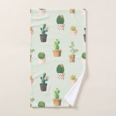 Trendy niedliche Kakteen auf Minzhintergrund Badhandtuch Set (Handtuch)