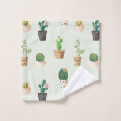 Trendy niedliche Kakteen auf Minzhintergrund Badhandtuch Set (Waschlappen)