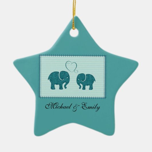 Trendy niedliche romantische Elefanten in der Lieb Keramik Ornament (Vorne)