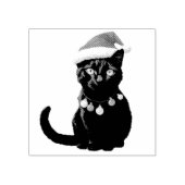 Trendy Niedliche Weihnachtsschwarze Katze in Weihn Gummistempel (Prägung)