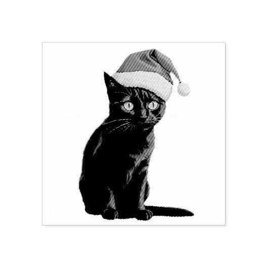 Trendy Niedliche Weihnachtsschwarze Katze in Weihn Gummistempel (Prägung)