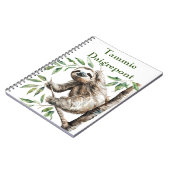 Trendy Niedlicher Faultier in einem Baum Notizblock (Linke Seite)