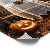 Trendy Niedlicher Geist mit Kaffee im Wald Poster (Ecke)