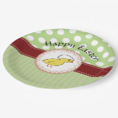 Trendy niedliches Girl-Hühnchen Osterfeier Pappteller (Schrägansicht)