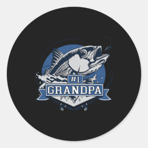 Trendy Number 1 Grandpa Fishing-Logo Runder Aufkleber