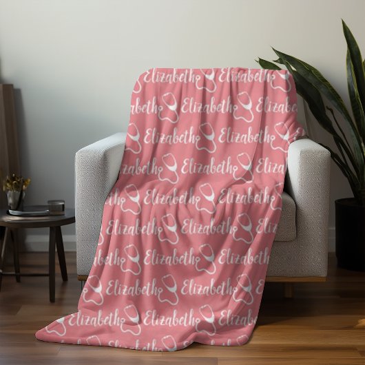 Trendy Nurse Personalisiert Calligraphy Name Pink Fleecedecke