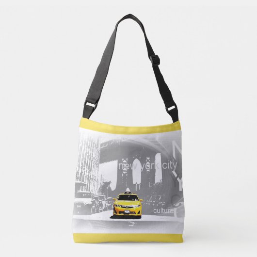Trendy Ny New York City Brooklyn Yellow Taxi Nyc Tragetaschen Mit Langen Trägern (Vorderseite)