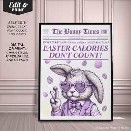 Trendy Oaster Bunny Newspapier, Osterdekorationen Poster