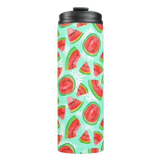 Trendy Obstmuster. Artistic Watermelon Backgrou Thermosbecher (Vorderseite)