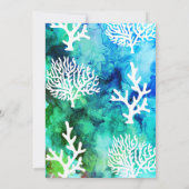 Trendy Ocean Hues White Mermaid & Corals Einladung (Rückseite)