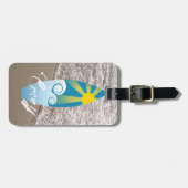 Trendy Ocean Surfboard Graphic Foto Beach Gepäckanhänger (Vorderseite horizontal)