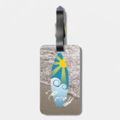 Trendy Ocean Surfboard Graphic Foto Beach Gepäckanhänger (Rückseite vertikal)