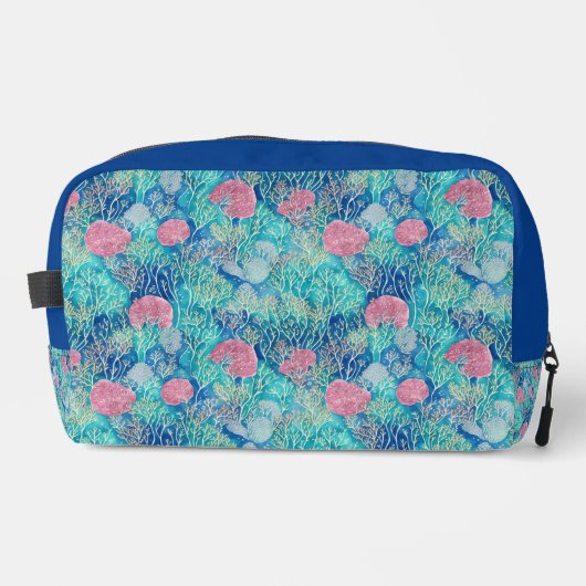 Trendy Ocean Türkise Tropical Cornflakes Wasserfar Waschbeutel (Vorderseite)