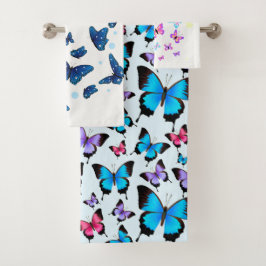 trendy of blue & bunt Butterflies Badhandtuch Set