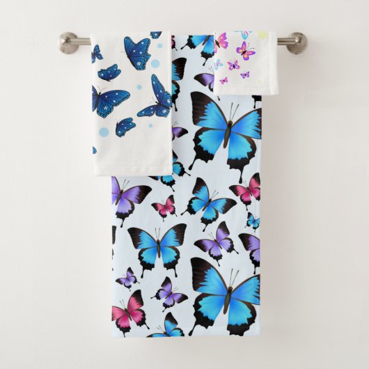 trendy of blue & bunt Butterflies Badhandtuch Set (Insitu)