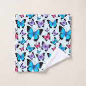 trendy of blue & bunt Butterflies Badhandtuch Set (Waschlappen)