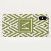 Trendy Olive Green Monogram Diamond Muster Case-Mate iPhone Hülle (Rückseite (Horizontal))