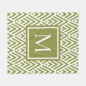 Trendy Olive Green Monogram Diamond Muster Fleecedecke (Vorderseite (Horizontal))