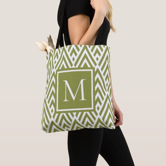Trendy Olive Green Monogram Diamond Muster Tasche (Von Nahem)
