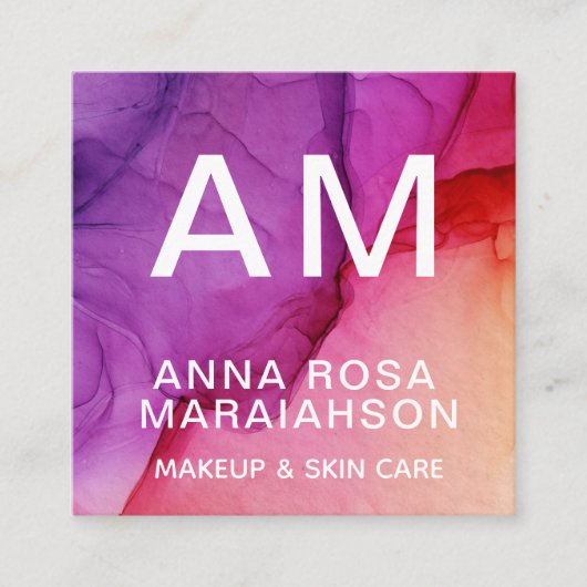 *~* Trendy Ombre Abstraktes Künstlerisches QR-LOGO Quadratische Visitenkarte (Vorderseite)