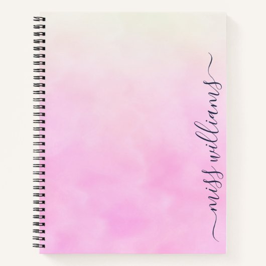 Trendy Ombre Calligraphy Monogram Journal Notizblock (Vorderseite)