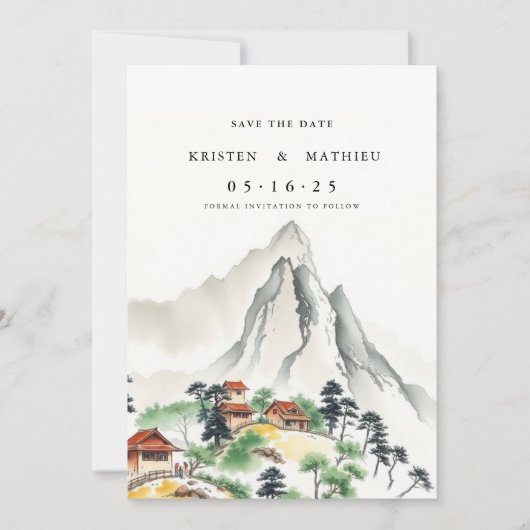 Trendy Online Mountain Save The Date (Vorderseite)