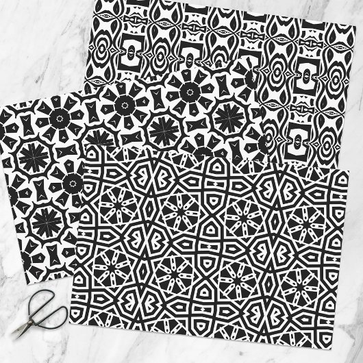 Trendy Op Art Chic Black & White Geometric Muster Geschenkpapier Set