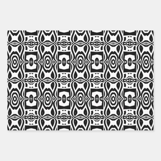 Trendy Op Art Chic Black & White Geometric Muster Geschenkpapier Set (Vorderseite 2)