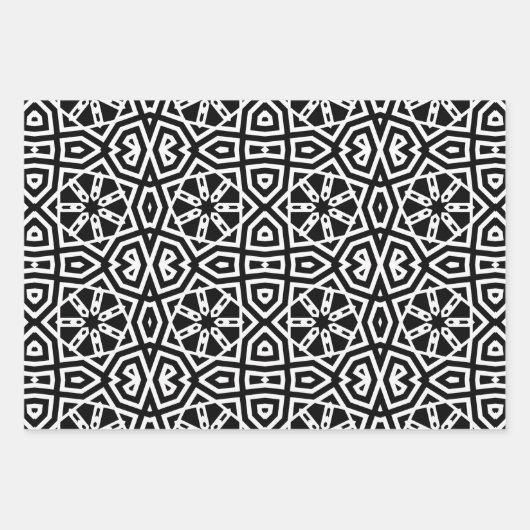 Trendy Op Art Chic Black & White Geometric Muster Geschenkpapier Set (Vorderseite)