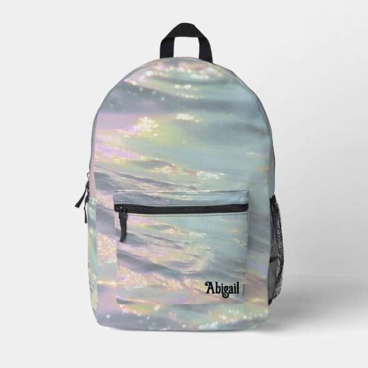 Trendy Opal Iridescent Holographic School Backpack Bedruckter Rucksack (Vorderseite)