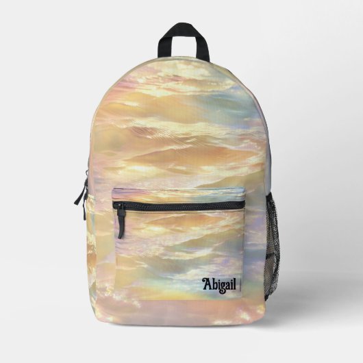 Trendy Opal Iridescent Holographic School Backpack Bedruckter Rucksack (Vorderseite)
