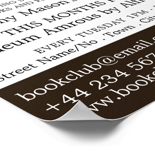 Trendy Open Book, Book Club Werbung Poster (Ecke)