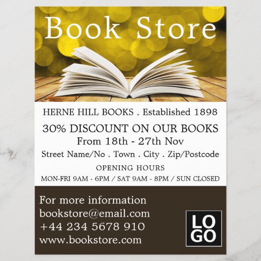 Trendy Open Book, Book Store Werbung Flyer (Vorne)