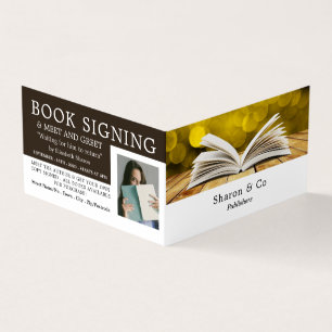 Trendy Open Book, Publisher, Writer Book Signature Visitenkarten