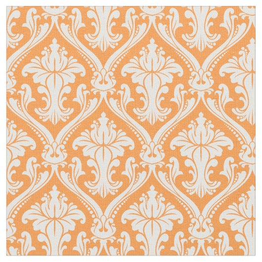 Trendy Orange Baroque Damask Muster Stoff (Nahaufnahme)