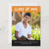 Trendy Orange Black Fotos Abschluss Einladung (Vorderseite)