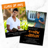 Trendy Orange Black Fotos Abschluss Einladung