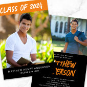 Trendy Orange Black Fotos Abschluss Einladung