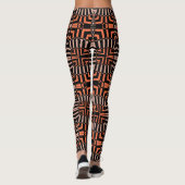 Trendy Orange & Black Op Art Geometric Muster Leggings (Rückseite)