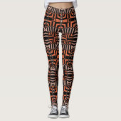 Trendy Orange & Black Op Art Geometric Muster Leggings (Vorderseite)